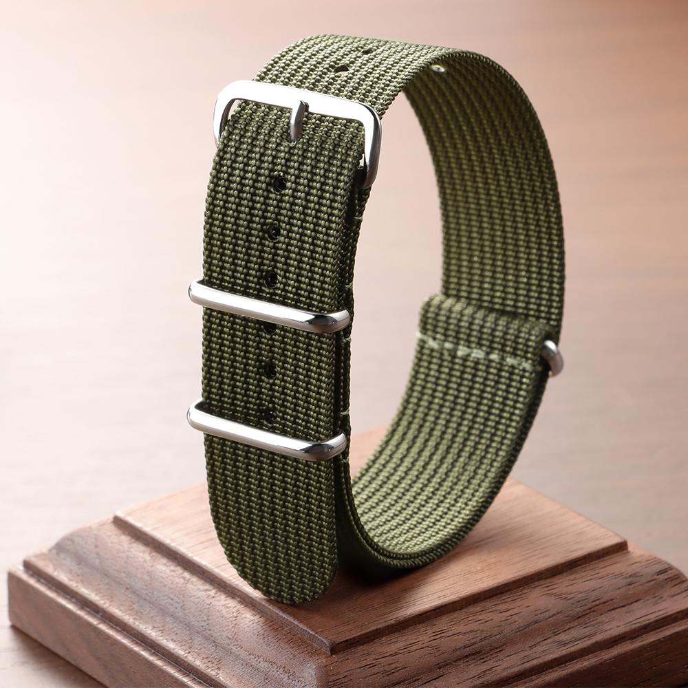 Premium Nylon Watch Band Ribbed Nylon Straps for Military Ballistic Fabric Watchband 18mm 20mm 22mm Khaki Field Watch Bracelets