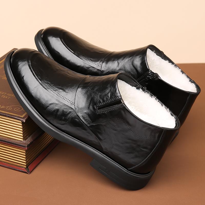 

Зимние высокие флисовые теплые кожаные ботинки брендовые для бизнеса и поездок мужские ботинки высокого качества для улицы мягкие удобные ботинки челси 44