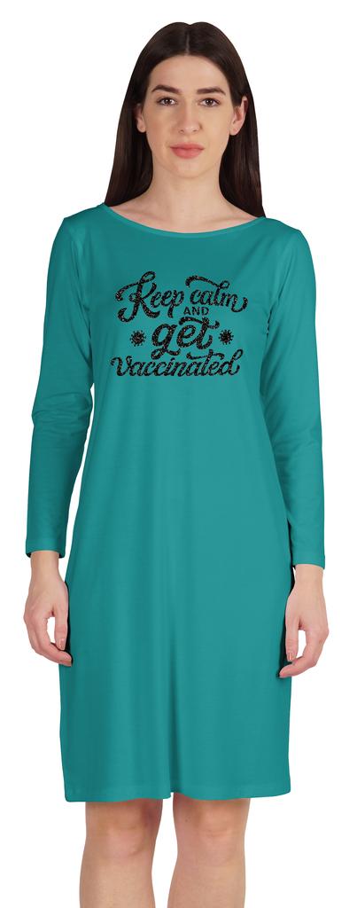 Inkmeso Keep Calm And Get Vaccinated T-Shirt Funny Pro Vaccine Boat Neck