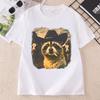 Funny Cowboy Raccoon TShirt Animal Meme Graphic Tee Vintage Comfortable Cotton Short Sleeve Loose Tees Streetwear