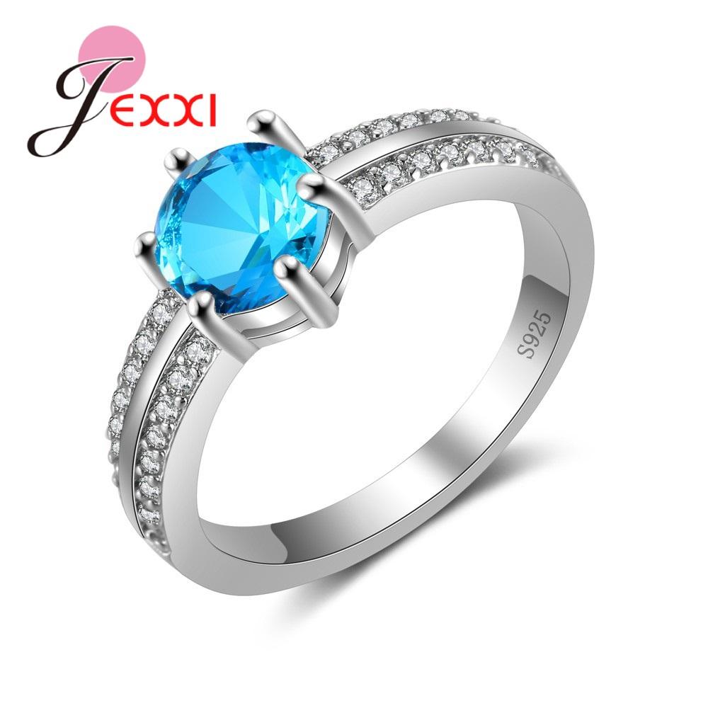 Charm 925 Sterling Silver Color Lake Green/Purple Cubic Stone For Wedding Engagement Rings Jewelry With Austrian Crystals Anillo