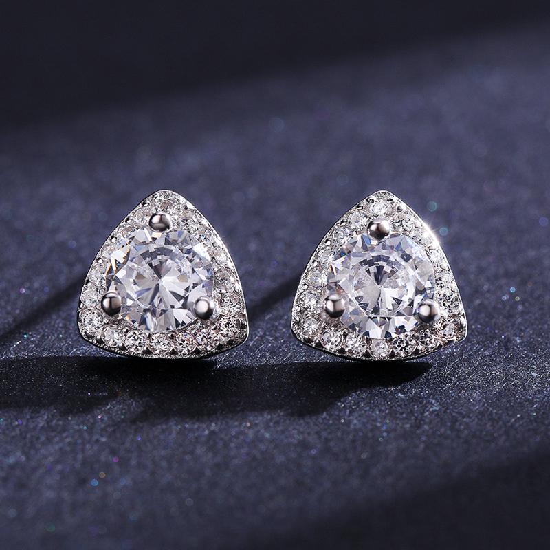 MODIAN Luxus-Dreieck-Ohrstecker aus 925er-Sterlingsilber für Damen, funkelnde klare CZ-Ohrstecker, feiner Hochzeitsschmuck