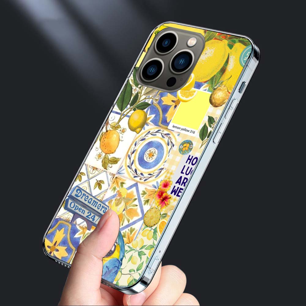 Zitronen Handyhülle Für Iphone 16E 15 Pro 14 Plus 17E 16 17 Pro Max Air 11 12 13 Mini Stoßfest Capa Niedliche Hülle TPU Klar