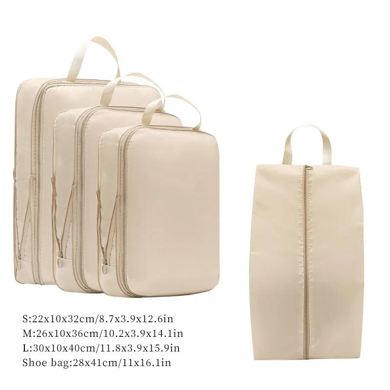 4Pcs/Set Travel Compression Packing Cubes Bag Portable Suitcase Clothes Organizers Waterproof Luggage Storage Cases Drawer Bags