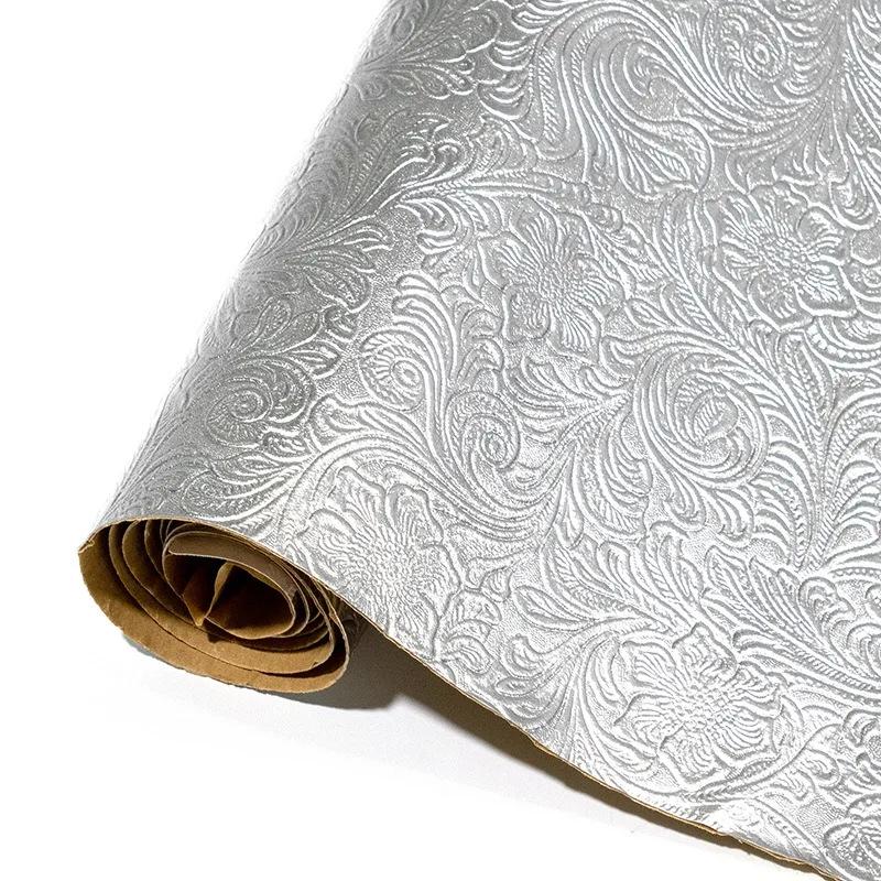 Retro Embossed Faux Leather Fabric Self Adhesive Sheet Swirls Pattern Synthetic Leather Repair Patch for Car Interior Seat Sofa