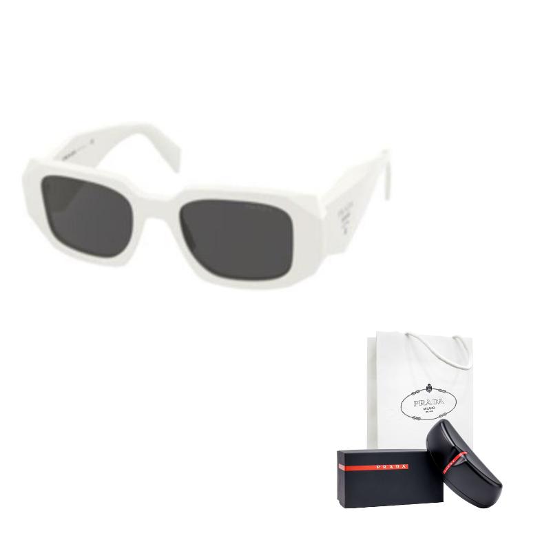 Prada Square Sunglasses With Logo Unisex Sunglasses White 0PR17WSF1425S051