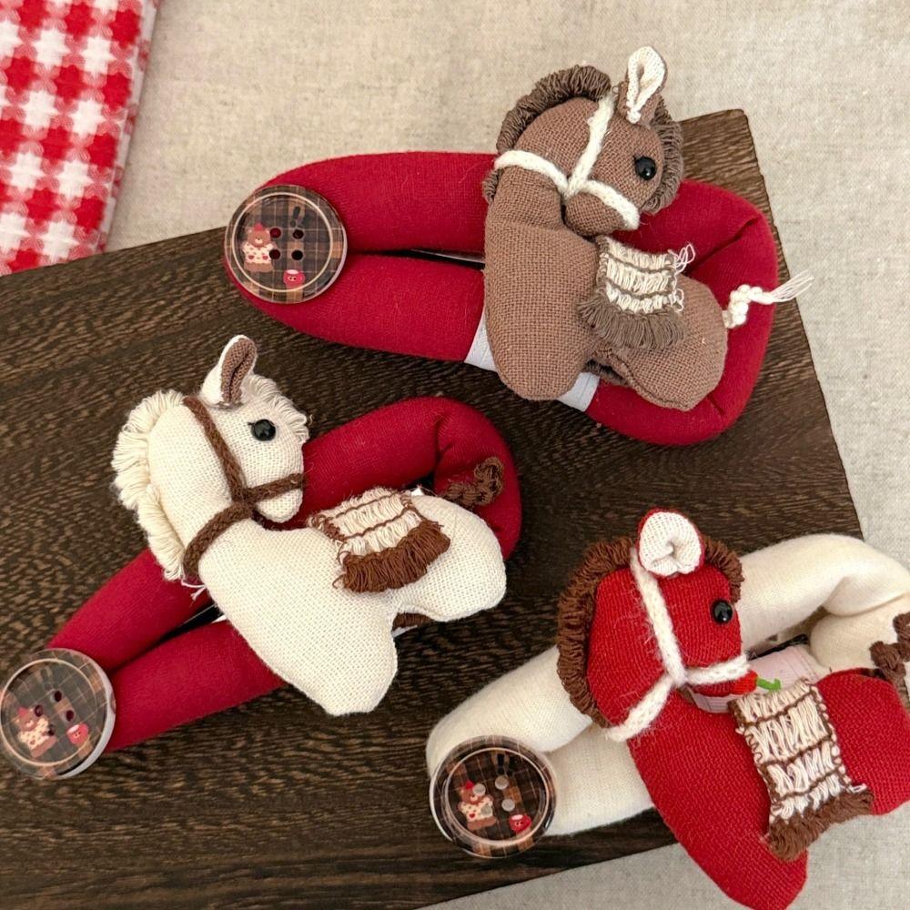 Hair Wear New Year Hair Clip Funny Horse Doll Side Clip Creative Horse Hair Clip  Headwear