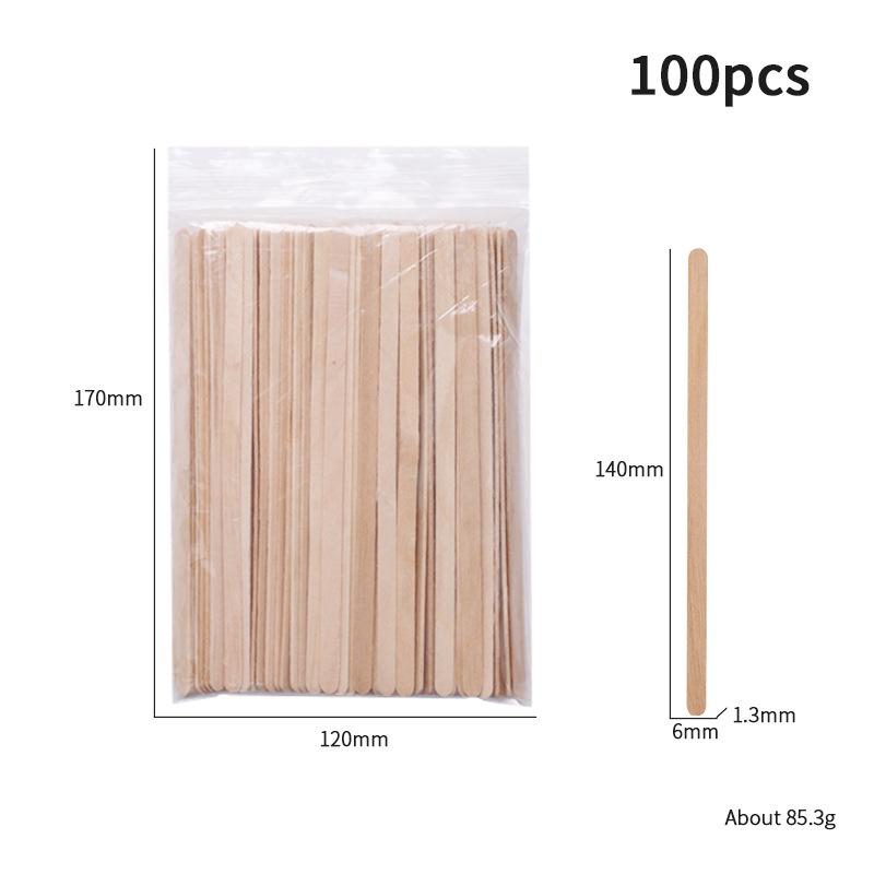 100 Disposable Wooden Sticks for Hair Removal Waxing & Scraping