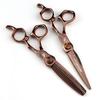 6.0-Inch Bronze Gold Damascus Steel Hairdressing Thinning Scissors with Serrated Blade