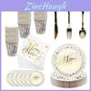 Elegant Gold Polka Dot Stamping Happy Birthday Party Decor Supplies Disposable Tableware Set