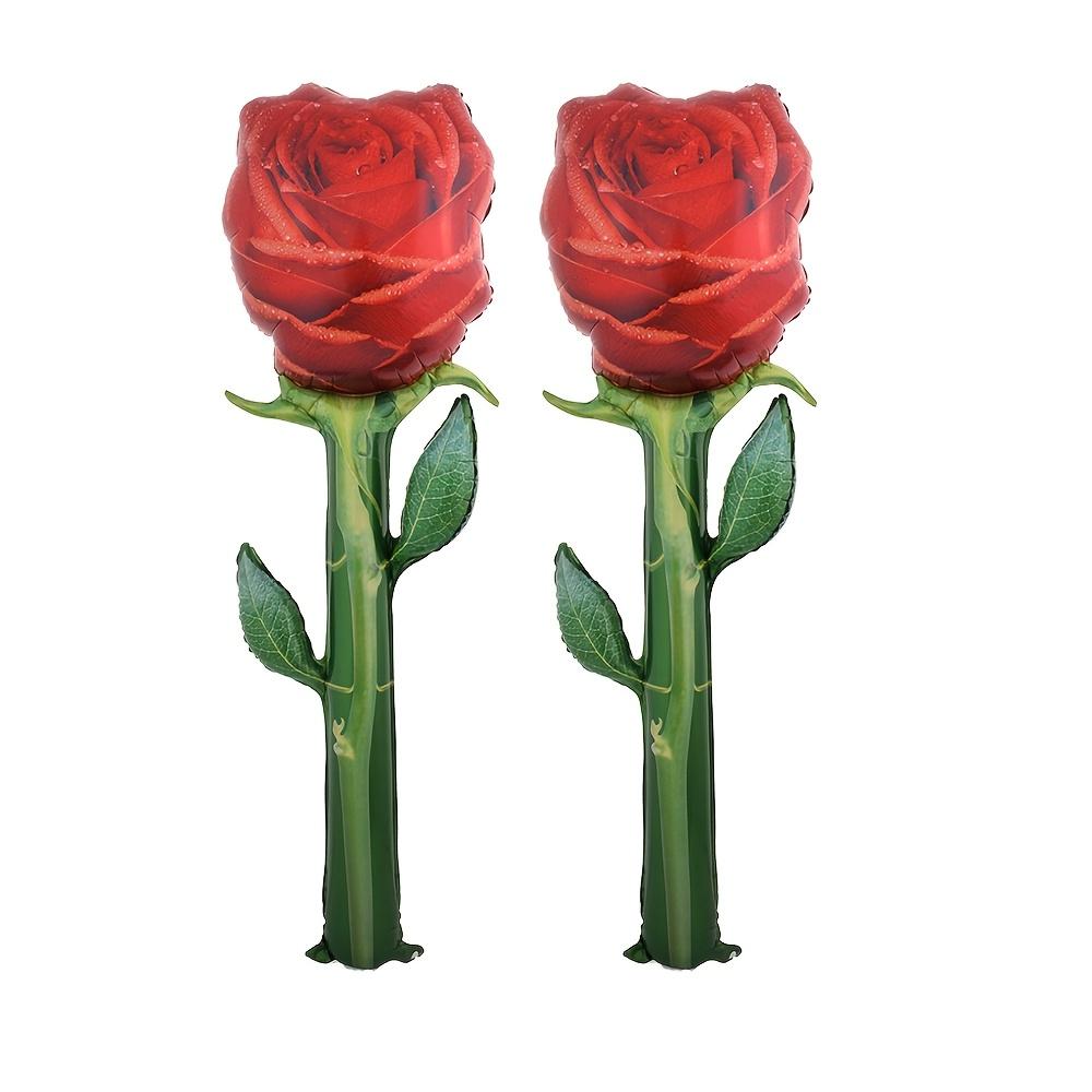 1 Artificial Rose Flower, 1 Large Rose Aluminum Foil Balloon, Suitable for Valentine's Day, Birthday Parties, Confession and Proposal, Wedd