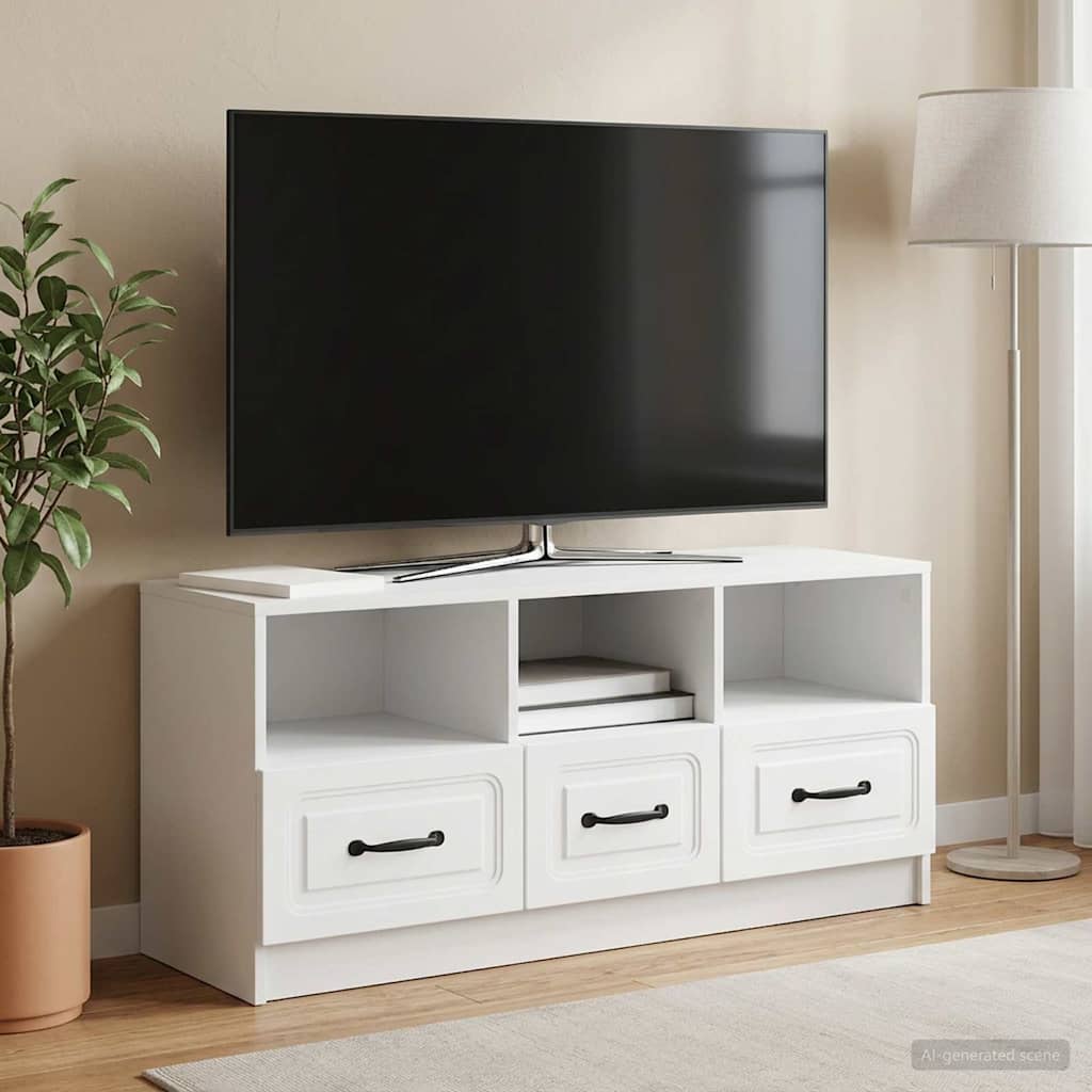 TV Cabinet with Drawers White 102 x 34.5 x 47 cm Engineered Wood