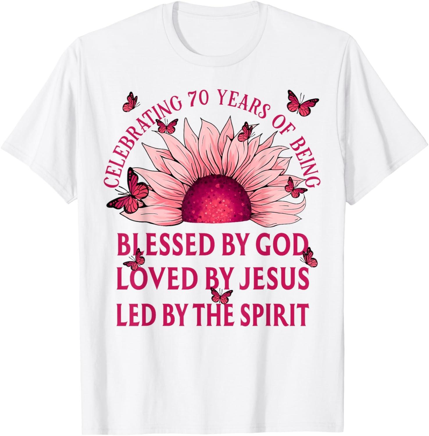 Blessed By God For 70 Years Pink Sunflower Birthday T-Shirt S разноцветный
