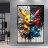 Japanese Anime Canvas Paintings  Pikachu Poster Cartoon Character Picture Bright and Clear Colors High Quality Home Decor