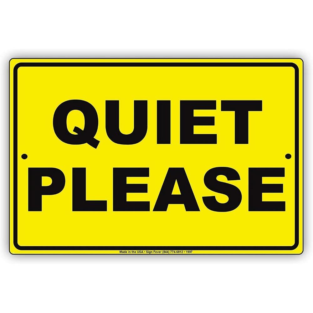Quiet Please Metal Sign  Yellow  Black Iron Road Sign for Quiet Areas Commercial Area Signage Quiet Zone SignBold Lette 20x30cm