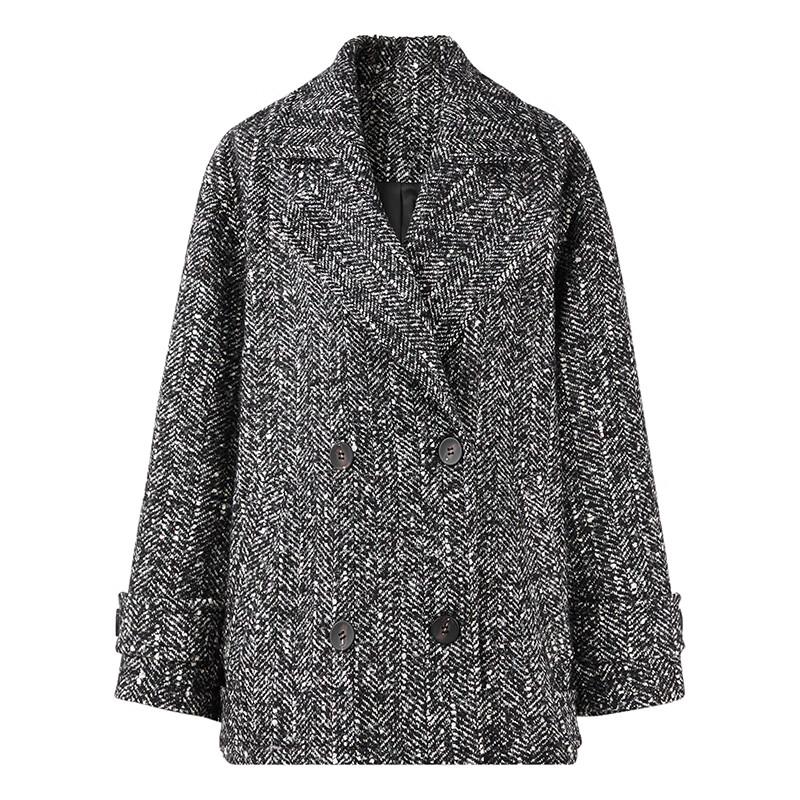 Damen Lockerer Blazer Mantel mit Wollmischung