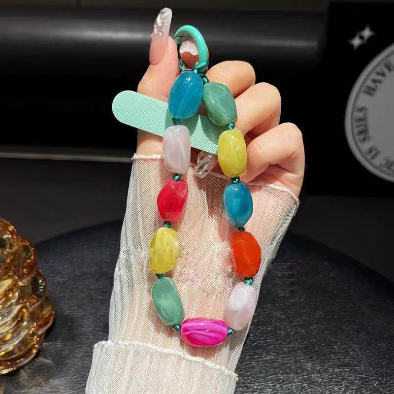 Colorful Shaped Beaded Phone Lanyard With Pvc Material For Women And Men