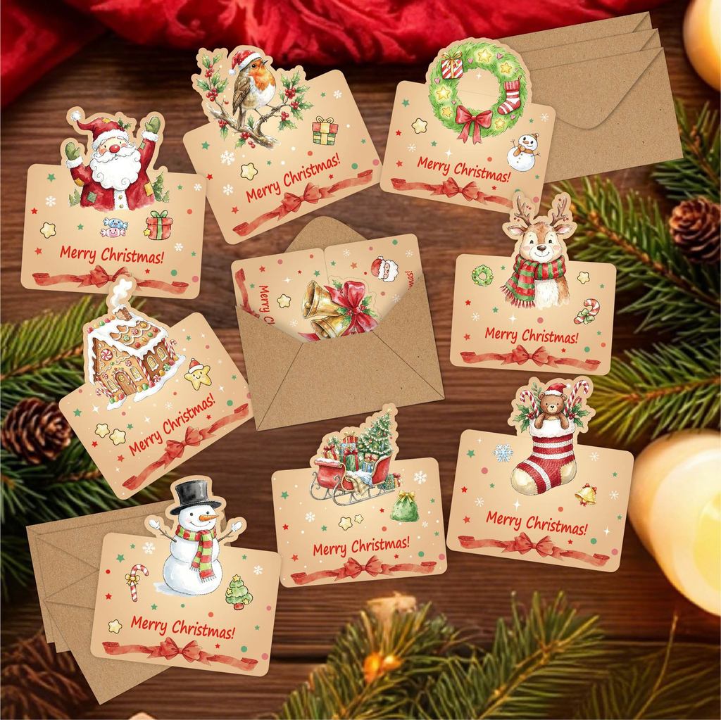 Christmas Holiday 3d Greeting Card Set With Foil Stamping For Festive Gift Exchange