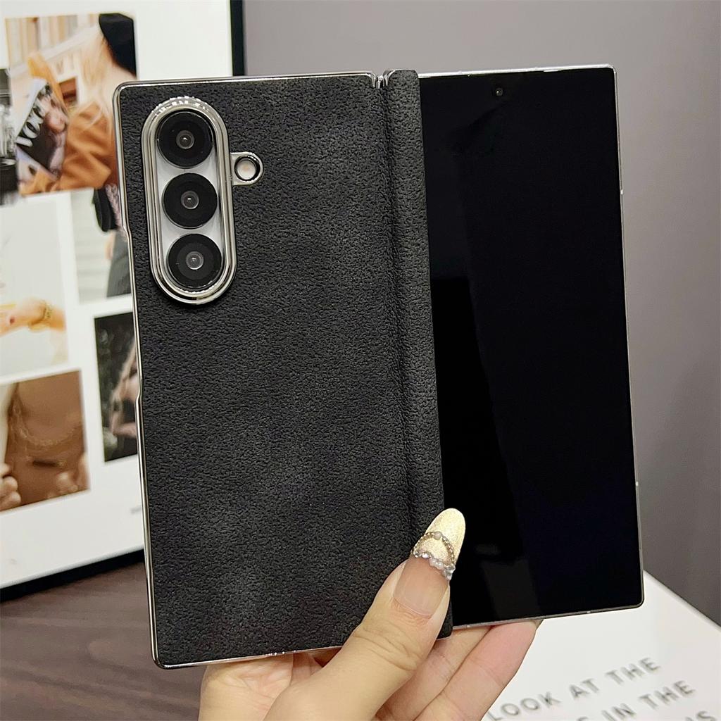 Retro Matte Leather Magnetic with Hinge Plating Phone Case for Samsung Galaxy Z Fold 7 6 5 4 for Magsafe Wireless Charging Cover