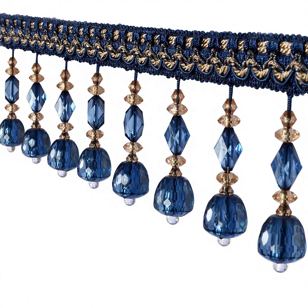 Lace Crystal Beads Accessories Tassels for Curtains European Decorative Hanging Table Edge Pendants in Stock