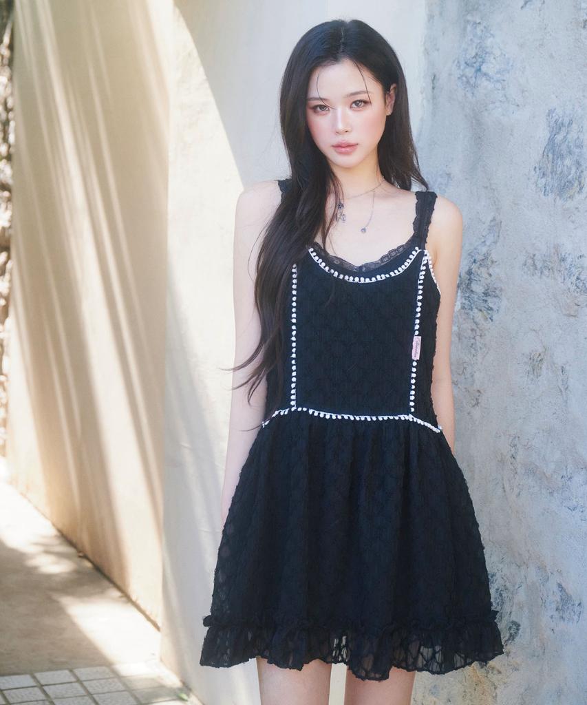 NEWALRIN Tutu Frill Lace Sleeveless Dress(3Colors)