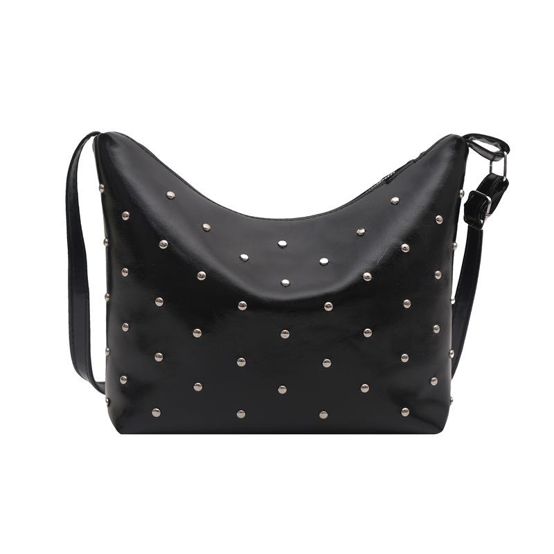 

Super fire polka dot bag, foreign style versatile tote bag, simple bucket bag, fashionable shoulder bag, messenger bag чорний