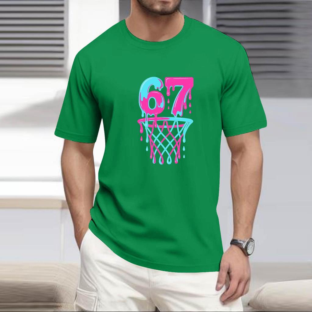 Men's  Popular T-shirt Printed Round Neck Short Sleeve T-shirt