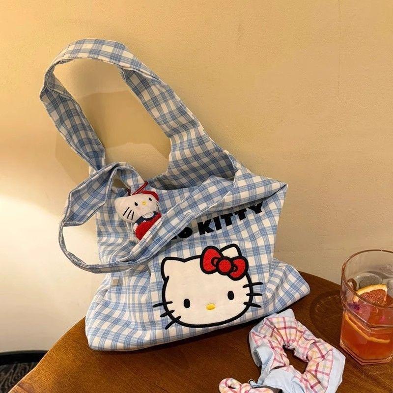 New cute kitty canvas bag portable shoulder messenger bag summer commute large capacity new satchel