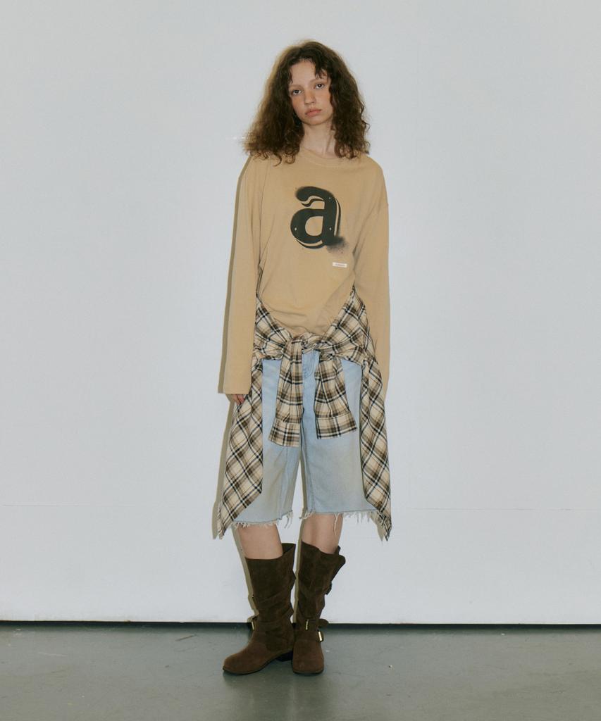 AUTHENTI A Logo Long Sleeve T-Shirt_Beige