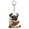 2D Acrylic Flat Cute Reading Puppy Car Key Pendant Backpack Decorative Pendant