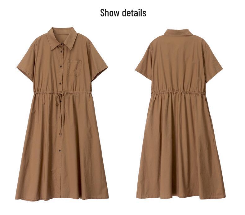 Modisches Damen Sommer 2025 Schlank machendes Hemdkleid aus reiner Baumwolle für Mütter mittleren Alters