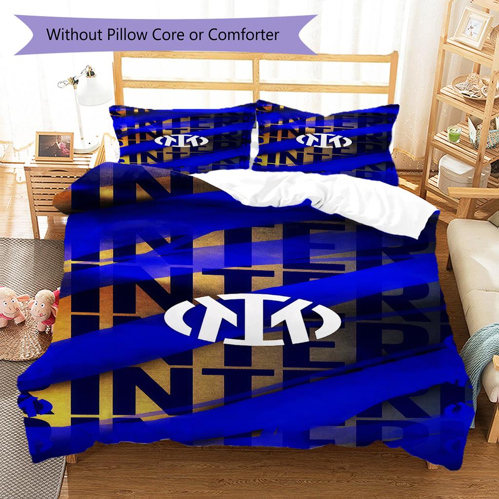 Inter Milan logo  Pattern Bedding Quilt Set Quilt Cover Pillowcase Home Decoration Birthday Gift (1 * duvet cover + 2 * pillowcase, without core)