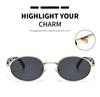2pcs New Women Oval Sunglasses Casual Metal Sun Glasses Fashion Outdoor Retro Trend Street Eyewear High End Eyeglasses Uv400