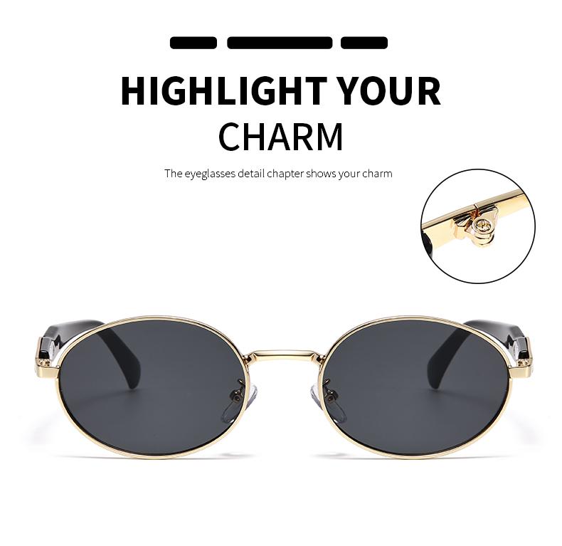 2pcs New Women Oval Sunglasses Casual Metal Sun Glasses Fashion Outdoor Retro Trend Street Eyewear High End Eyeglasses Uv400