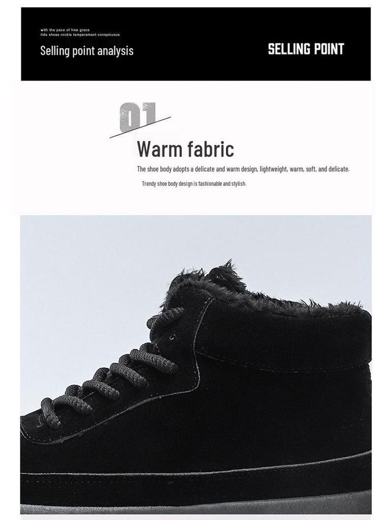 Men's High-Top Cotton Snow Boots - Winter 2025, Thick-Soled, Height-Boosting, Cozy Velvet-Lined, Warm Casual Sneakers in Plus Sizes.