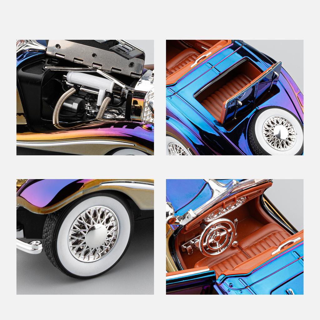 1/24 Mercedes-Benz 500K Electroplate Alloy Model Car Toy Diecasts Metal Casting Sound and Light Car Toys for Children Vehicle