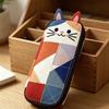 Japanese Patchwork Kitten Pencil Case - Cute Ins Style Cartoon Design with Color Block for Students