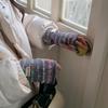 Thickened Stripes Knitted Gloves Y2k Fingerless Mittens Kawaii Women Winter Gloves  Student