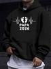 American And European Style Unisex Autumn Winter Print Hoodie Long Sleeve Sweatshirt, "PAPA 51.46meter Future Dad Theme Print Hooded Sweater, Warm Exp