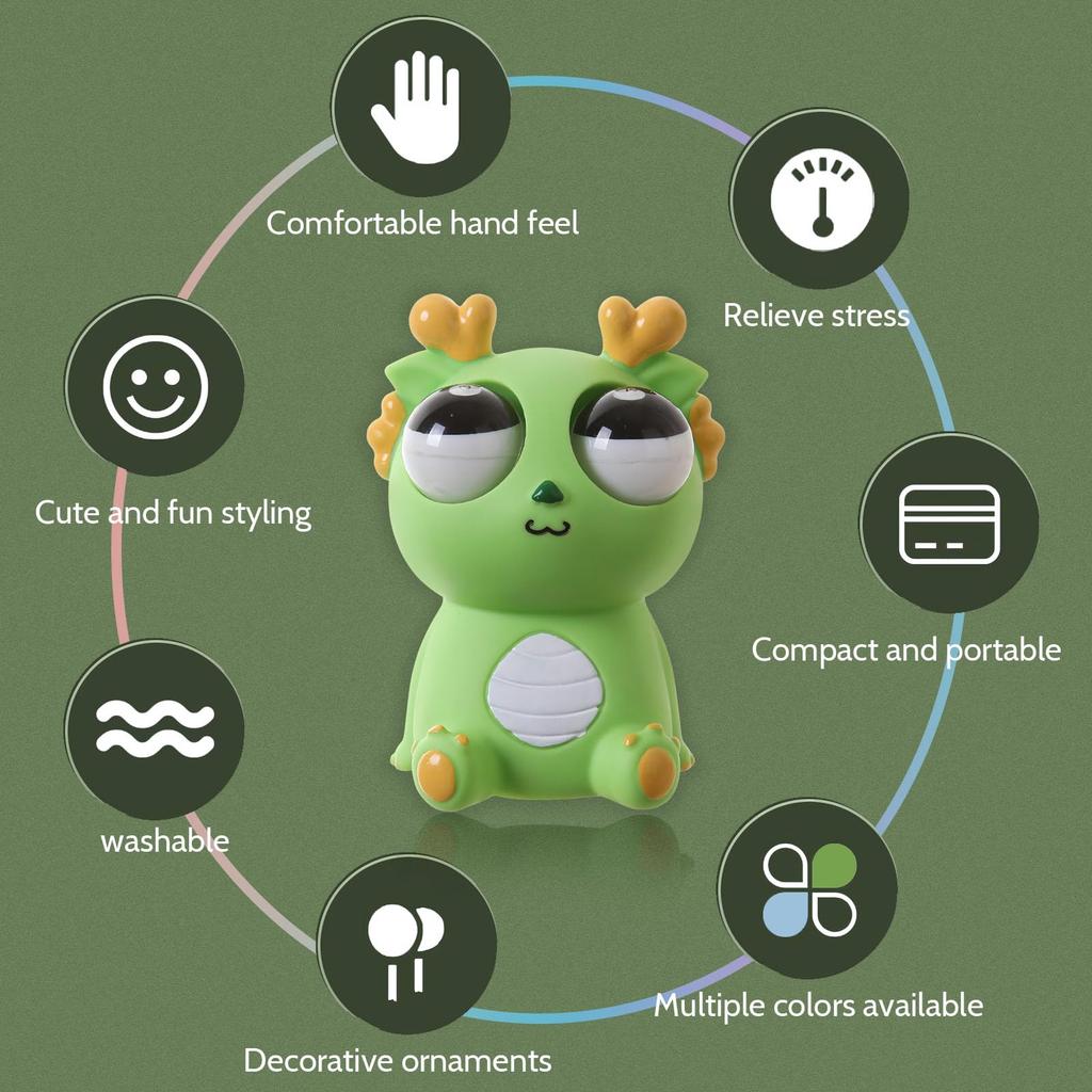 Pop-Out Eye Dragon Squeeze Toy - Stress Relief Sensory Squishy for Adults, Funny Anti-Stress Ball, Ideal Anxiety Toy for Party Favors and Gifts