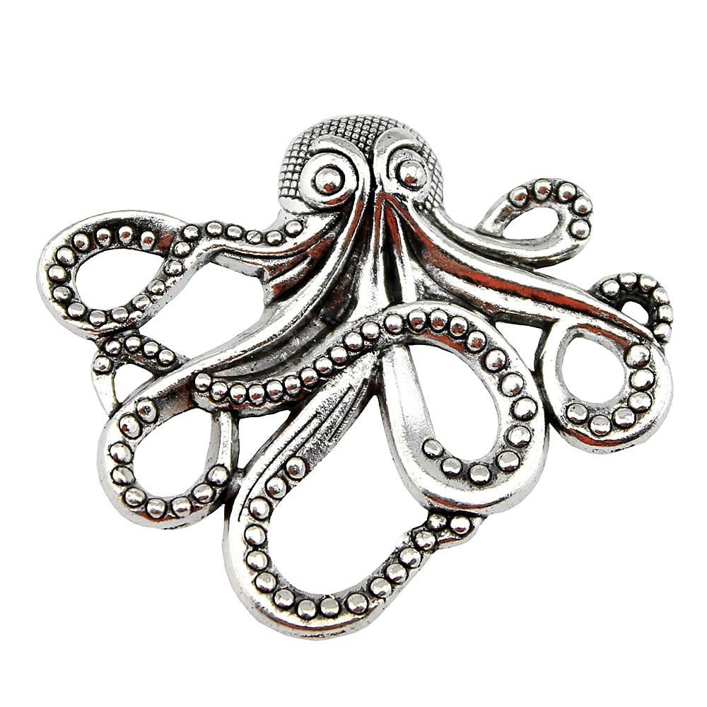 

2шт Осьминог Шармы Шармы Античное серебро Цвет Цинковый сплав 42X35mm