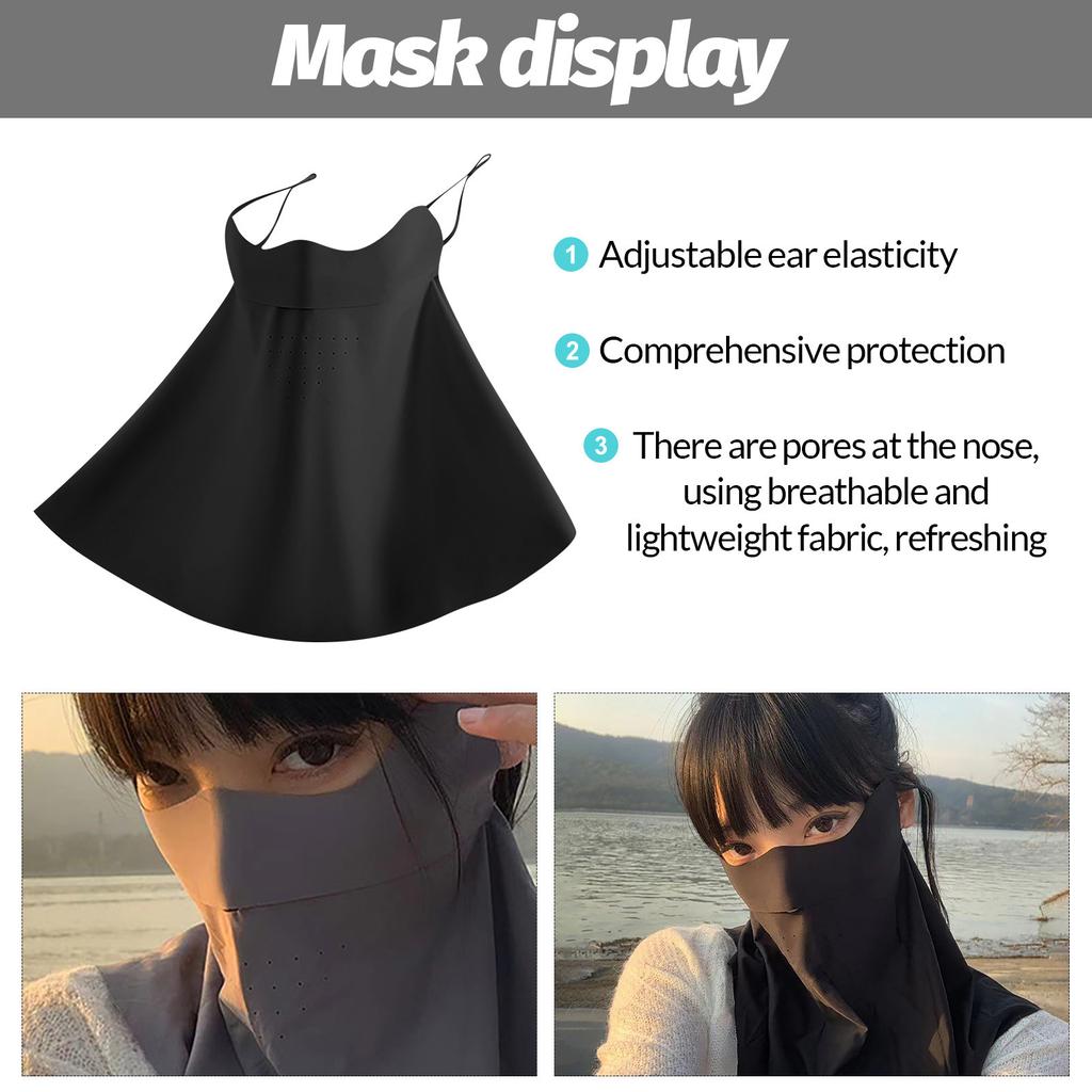 Breathable Sun Protection Face Mask Cover Lightweight Soft Fabric Adjustable Ear Loops UV Shield Outdoor Use