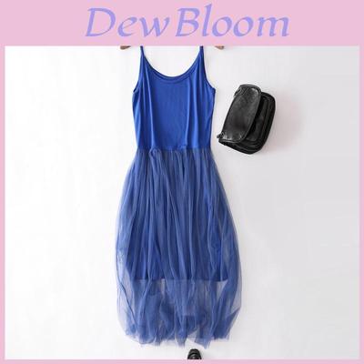 Elegant Women Summer Yarn Splicing Dress Sleeveless Boho Beach Sundress For Casual Wear