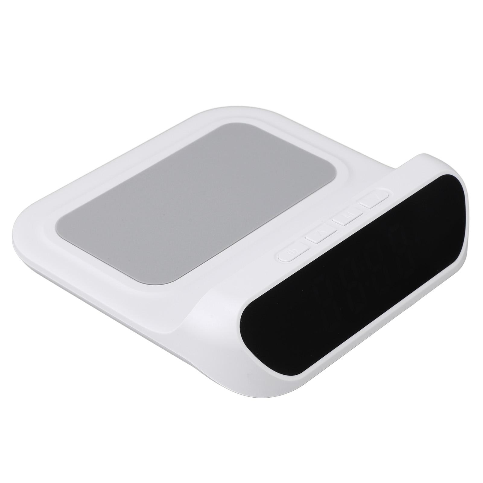 

Цифровой будильник с быстрой беспроводной зарядкой Type C, светодиодный календарь, отображение температуры, будильник белый