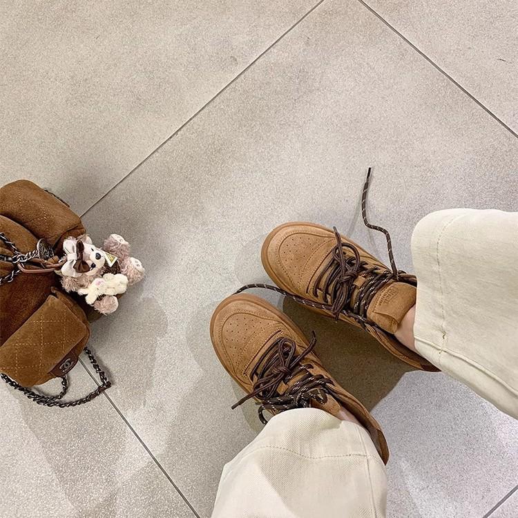 Lace-up Retro Classic Women's Spring New Round Head Platform Versatile Casual Sports Shoes