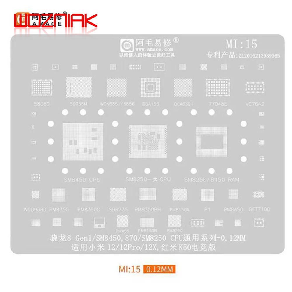 Amaoe MI:10/2/3/17/8/9/11/12/13/14/15/16 BGA Reballing Stencil for SM7150 RAM SM8150 CPU XIAOMI 9 K20 Series Phone Repair Tools