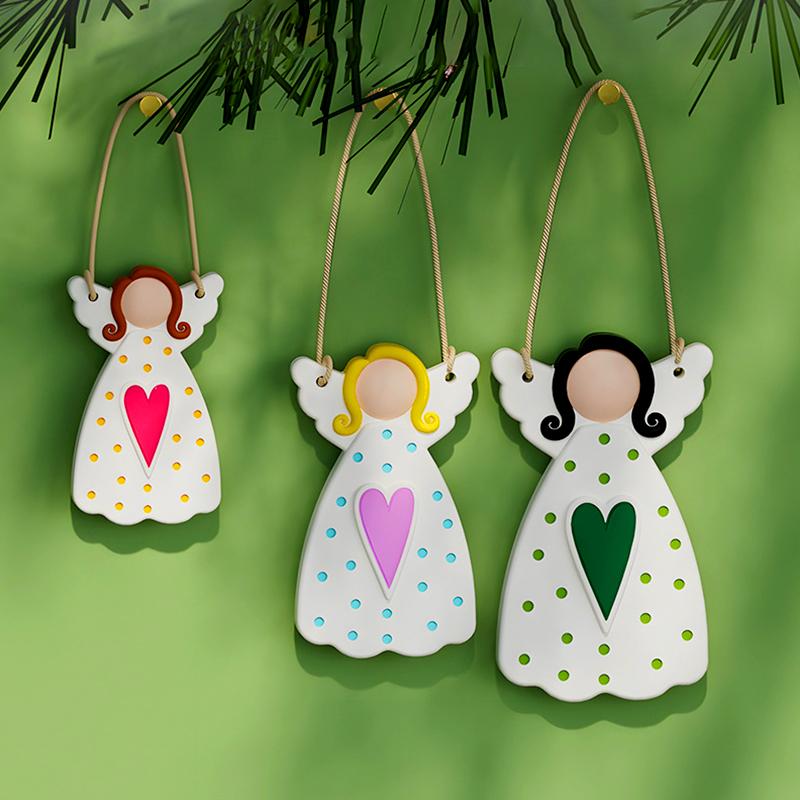 1Pc Silicone DIY Plaster Mold Pendant Hanging Ornament Dot Christmas Tree Heart Faceless Angel