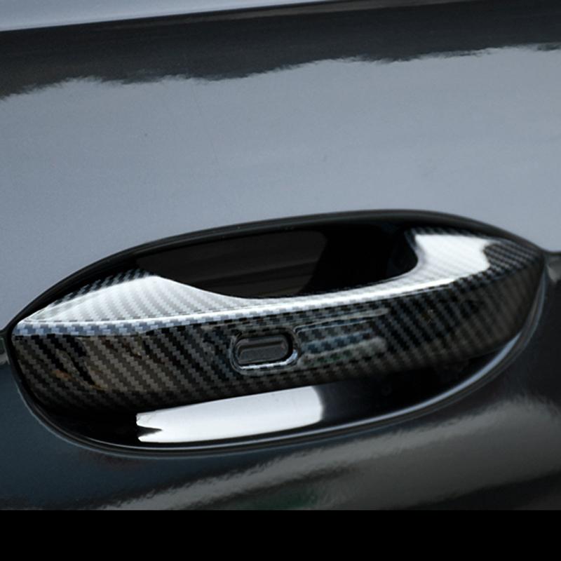 For Seat Leon FR MK4  LHD Carbon Fiber Color Door Handle Cover ABS Decoration Protector Chrome Trim With 2 Smart Set