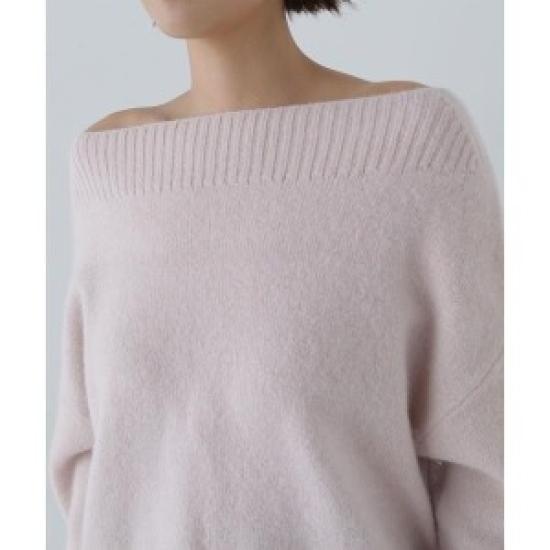 NATURAL BEAUTY BASIC Hand-Washable FOX Decollete-Line Oversized Knit, Purple, Free (Women’s Sweater)
