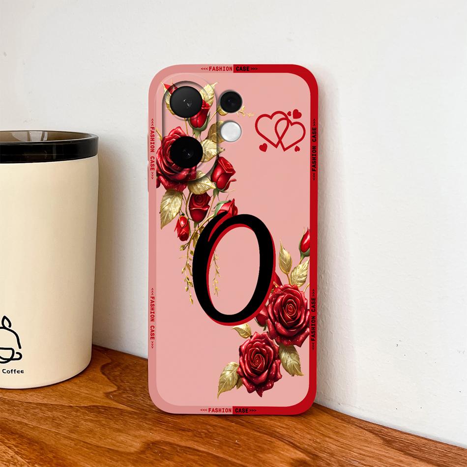 For Vivo V60 Lite 5G Phone Case Fashion Rose Letters Soft Liquid Silicone Housing For Vivo V 60 Camera Coverage Anti Drop Shell